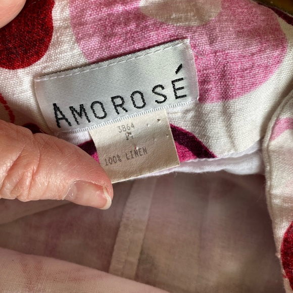 Amorose M Pink White Linen Skirt - Picture 7 of 8